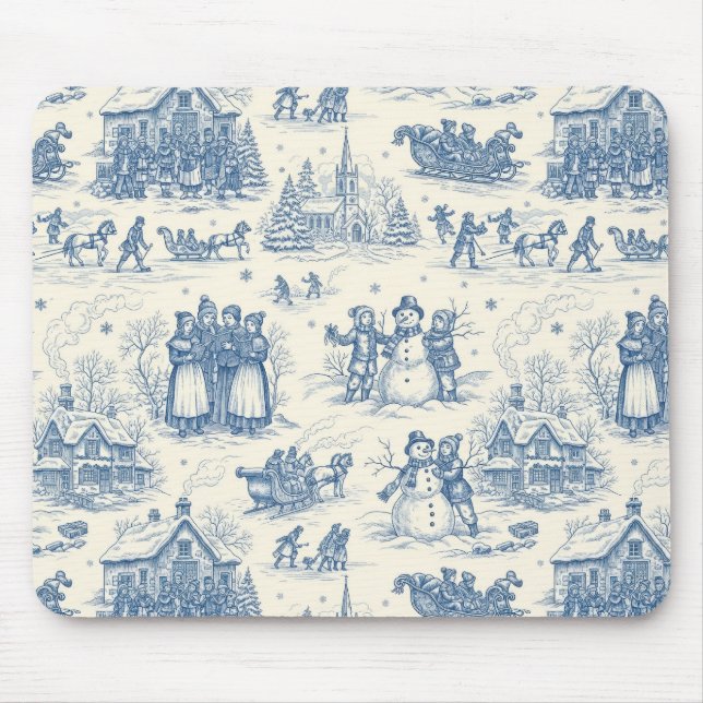 Alfombrilla De Ratón Blue Winter Toile Chinoiserie (Frente)