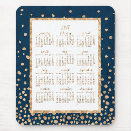Alfombrilla De Ratón Blue Yearly 2017 Calendar Mouse Pads Gold Confetti