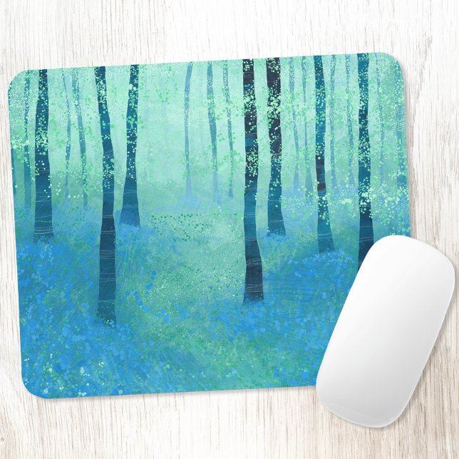 Alfombrilla De Ratón Bluebell Woodland (Bluebell woodland forest landscape art mousemat)