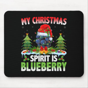 Alfombrilla De Ratón Blueberry con sombrero Santa - Espíritu de Navidad