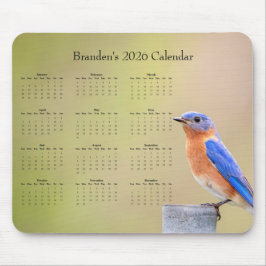 Alfombrilla De Ratón Bluebird - Customizable full year 2026 calendar