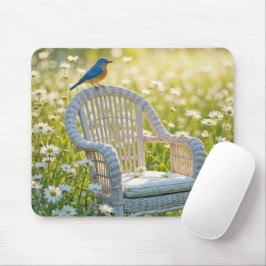 Alfombrilla De Ratón Bluebird On a Wicker Chair