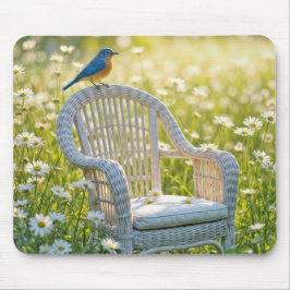 Alfombrilla De Ratón Bluebird On a Wicker Chair