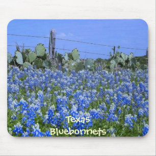 Alfombrilla De Ratón Bluebonnets y cactus de Tejas en la granja