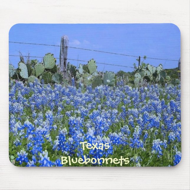 Alfombrilla De Ratón Bluebonnets y cactus de Tejas en la granja (Frente)