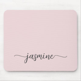Alfombrilla De Ratón Blush Rosa Simple Femenino Nombre Monograma Person