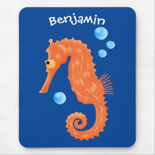 Alfombrilla De Ratón Bóbulas de caballito de mar naranja personalizado