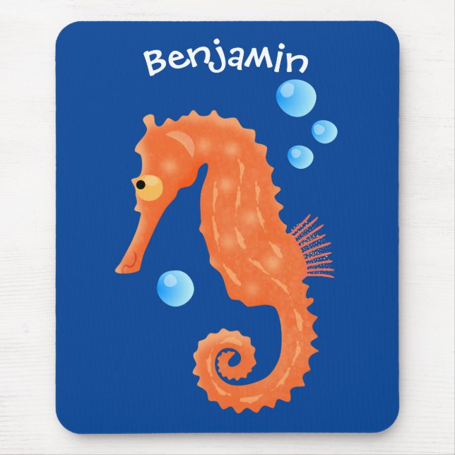 Alfombrilla De Ratón Bóbulas de caballito de mar naranja personalizado  (Frente)