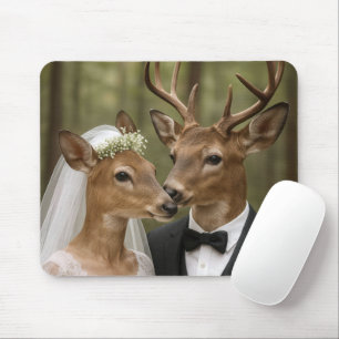 Alfombrilla De Ratón Boda de ciervo y cierva en el bosque