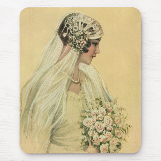 Alfombrilla De Ratón Boda de época, retrato de novia victoriana (Frente)