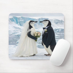 Alfombrilla De Ratón Boda de pingüinos en un glaciar ártico