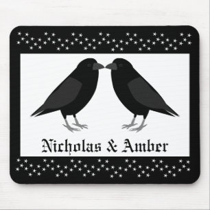 Alfombrilla De Ratón Boda gótico Kissing Ravens Personalizado