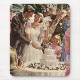 Alfombrilla De Ratón Boda Vintage Novia Novio Recién Casados Cortan la