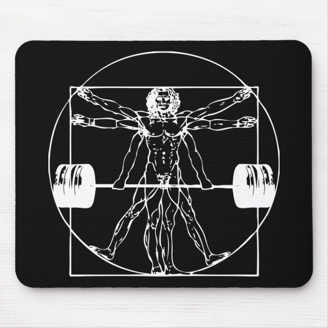 Alfombrilla De Ratón Bodybuilding - Vitruvian Barbell Man (Frente)