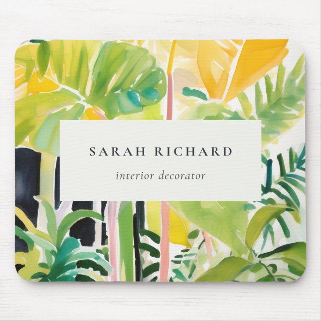 Alfombrilla De Ratón Boho Chic Green Tropical Leafy Foliage Botanical (Frente)