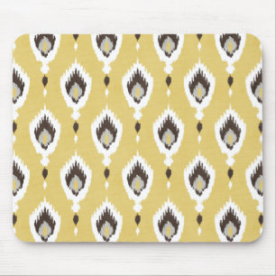 Alfombrilla De Ratón Boho chic patrón tribal ikat amarillo monograma