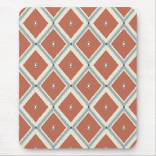 Alfombrilla De Ratón Boho Chic Terracota y Geométrico Ikat Índigo Pat