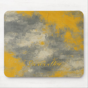 Alfombrilla De Ratón Boho Elegance Resumen Mustard & Gray Art