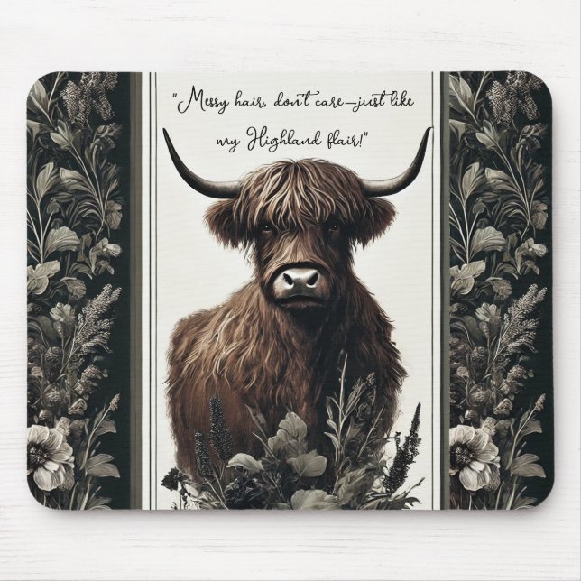 Alfombrilla De Ratón Boho Highland Cow (Frente)