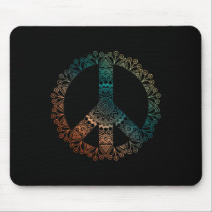 Alfombrilla De Ratón Boho Neutral Yoga Mandala Ornate Signo de Paz Hipp
