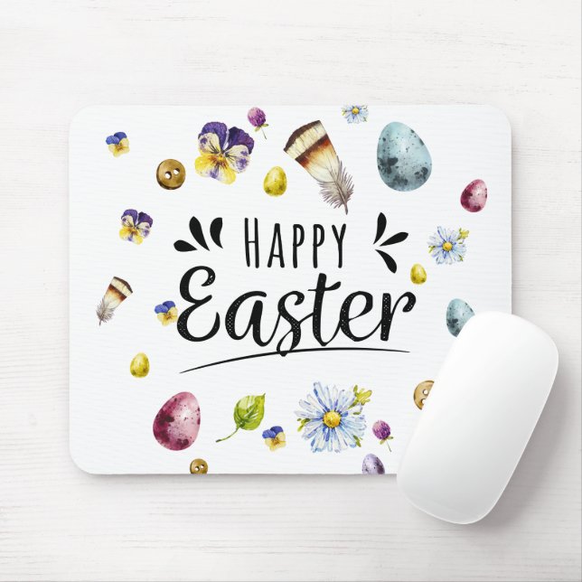 Alfombrilla De Ratón Boho Rustic Watercolor Feliz Pascua (Con ratón)