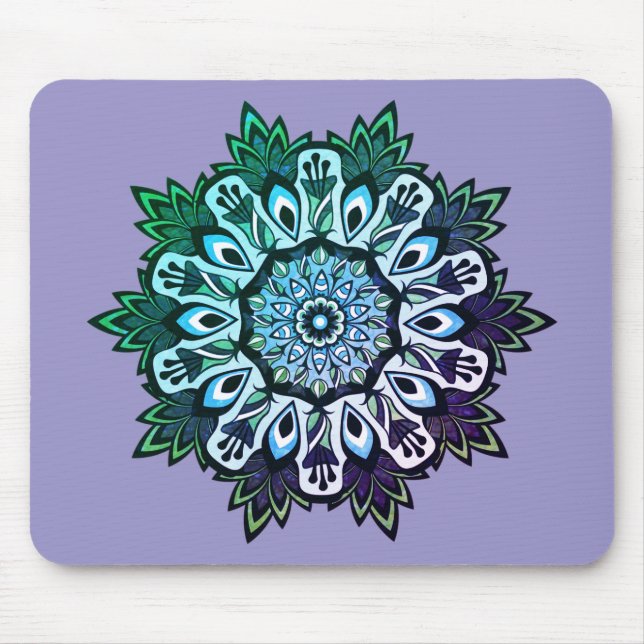 Alfombrilla De Ratón Boho Sage Green Flower Mandala (Frente)