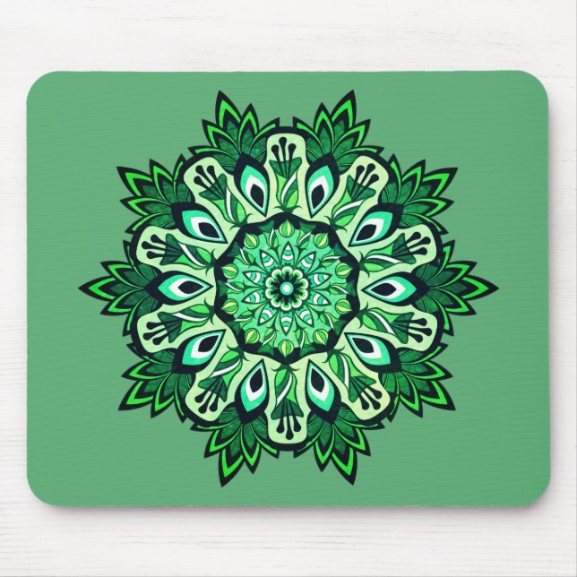 Alfombrilla De Ratón Boho Sage Green Flower Mandala (Frente)