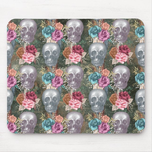 Alfombrilla De Ratón Boho Skull with Flowers (Frente)