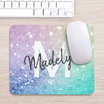 Alfombrilla De Ratón Bokeh Monogrammed, un colorido Purpurina<br><div class="desc">Personalice fácilmente este elegante y colorido patrón de purpurina bokeh con su nombre personalizado y/o monograma.</div>