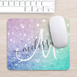 Alfombrilla De Ratón Bokeh Monogrammed, un colorido Purpurina<br><div class="desc">Personalice fácilmente este elegante y colorido patrón de purpurina bokeh con su nombre personalizado y/o monograma.</div>