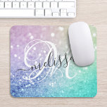 Alfombrilla De Ratón Bokeh Monogrammed, un colorido Purpurina<br><div class="desc">Personalice fácilmente este elegante y colorido patrón de purpurina bokeh con su nombre personalizado y/o monograma.</div>