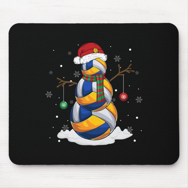 Alfombrilla De Ratón Bola de voleibol Snowman Santa Hat Navidades Pajam (Frente)