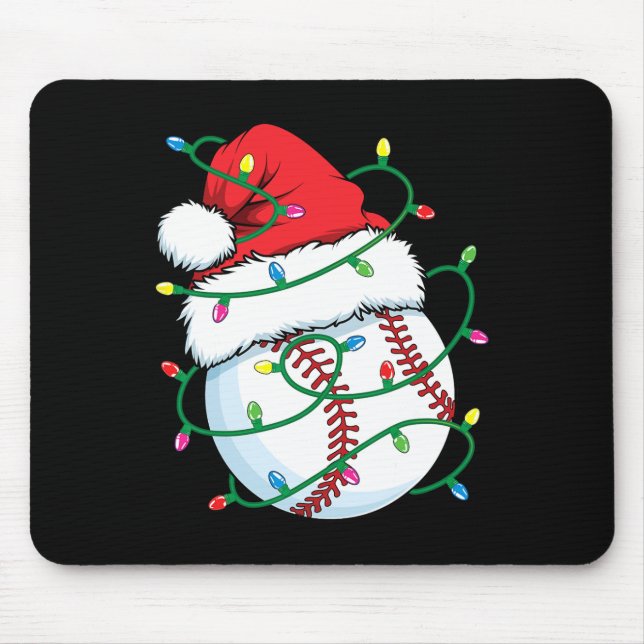 Alfombrilla De Ratón Bola deportiva de Santa Béisbol Hombres Navidades (Frente)