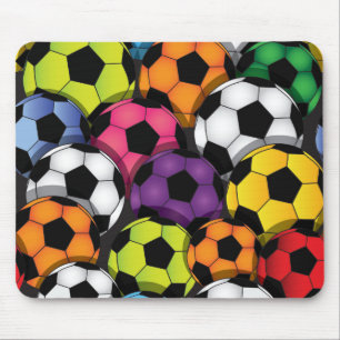 Alfombrilla De Ratón Bolas de fútbol coloridas Diseño Mousepad