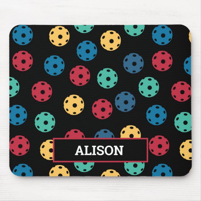 Alfombrilla De Ratón 😍 bolas retro / negro con nombre (Frente)