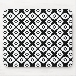 Alfombrilla De Ratón Bold Black and White Symmetrical Arabesque Pattern