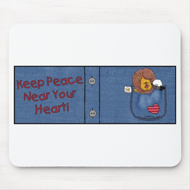 Alfombrilla De Ratón Bolsillo de camiseta de león y cordero (Frente)