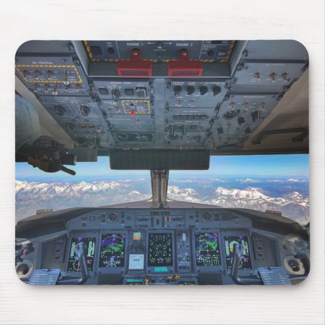 Alfombrilla De Ratón Bombardier Q400 Cockpit sobre los Alpes (Frente)