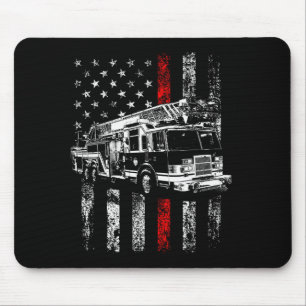 Alfombrilla De Ratón Bombero bandera americana línea roja delgada bombe
