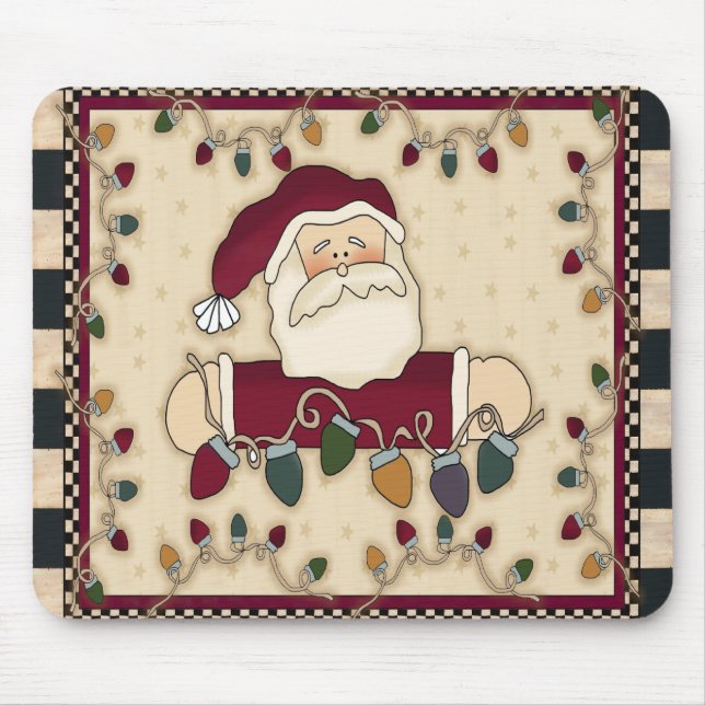 Alfombrilla De Ratón Bombillas Mousepad de navidad de Santas (Frente)