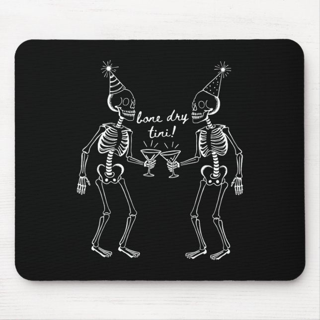 Alfombrilla De Ratón Bone Dry Tini Skeleton Beber Martini Tail Hallo (Frente)