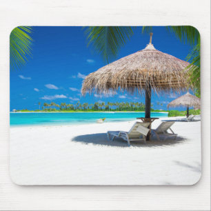 Alfombrilla De Ratón Bonita playa de agua turquesa, arena blanca