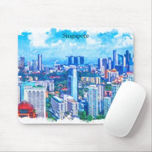 Alfombrilla De Ratón Bonita vista panorámica de Singapur Asia