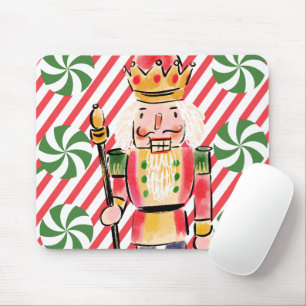 Alfombrilla De Ratón Bonito acuarela nutcracker y caña de caramelos Gre