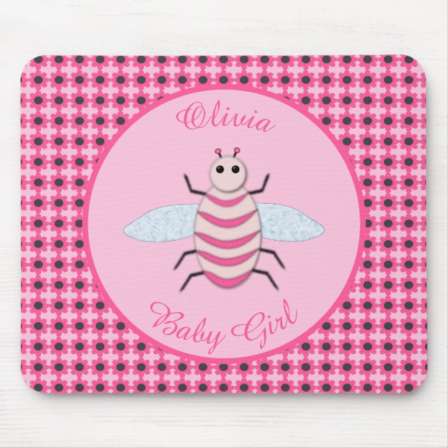 Alfombrilla De Ratón Bonito Bebé Rosa Bee Personalizado (Frente)