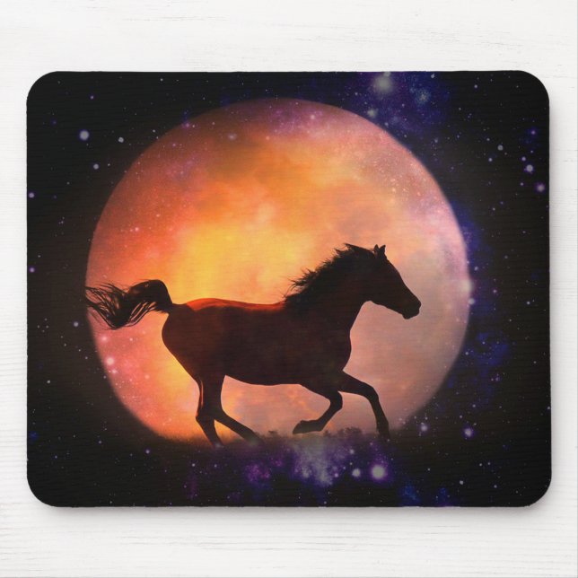 Alfombrilla De Ratón Bonito Caballo y almohadilla de ratón de luna (Frente)