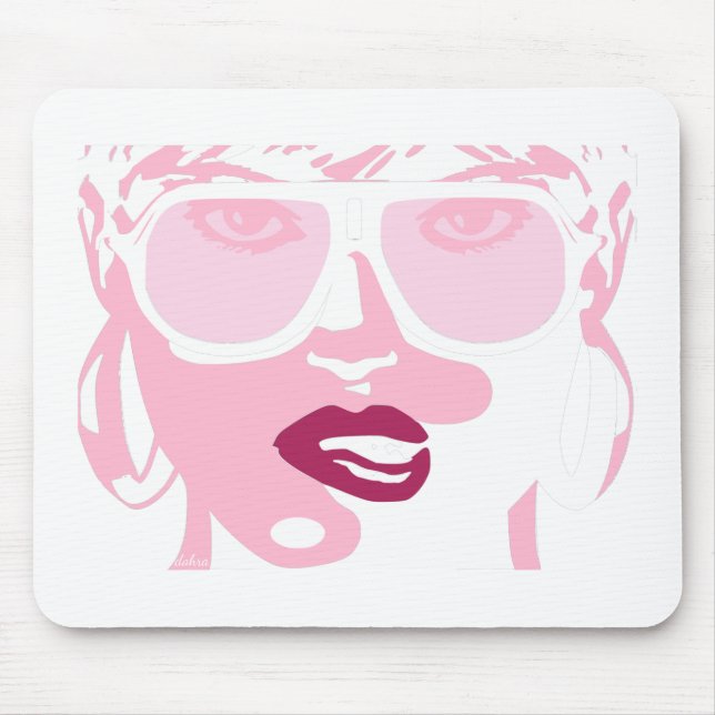 Alfombrilla De Ratón Bonito de arte pop rosa mujer gafas de sol lentes  (Frente)