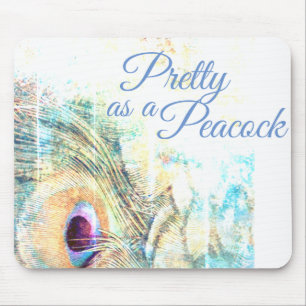 Alfombrilla De Ratón Bonito de plumas de pavo real blanco como pavo rea