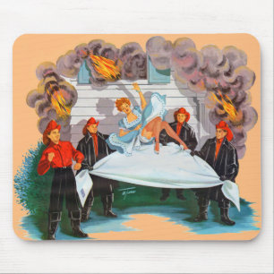 Alfombrilla De Ratón bonito de rescate de bomberos de los años 1940