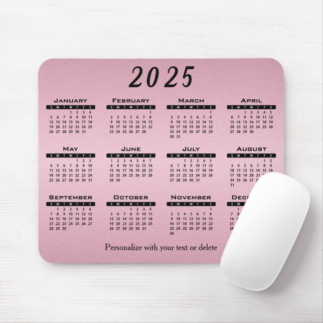 Alfombrilla De Ratón bonito del calendario 2025 Rosa - Año (Con ratón)